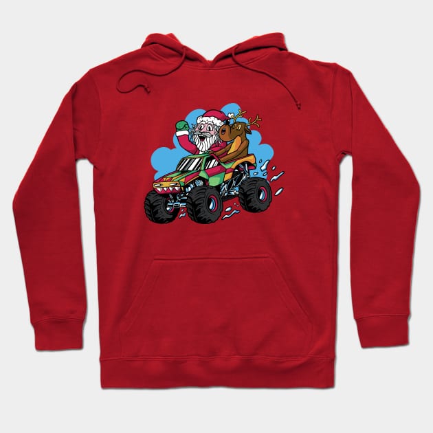 Ready to Crush Christmas // Santa Monster Truck Xmas Hoodie by SLAG_Creative